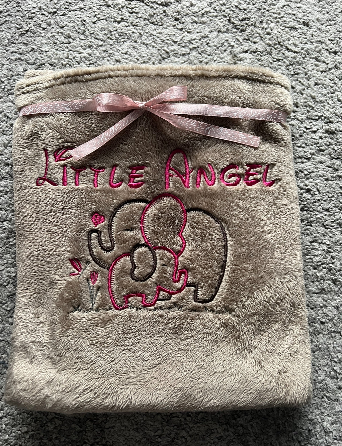 Babydecke Elefantenmama mit Kind personalisierbar mit Namen, Datum, Gewicht, Uhrzeit und Größe