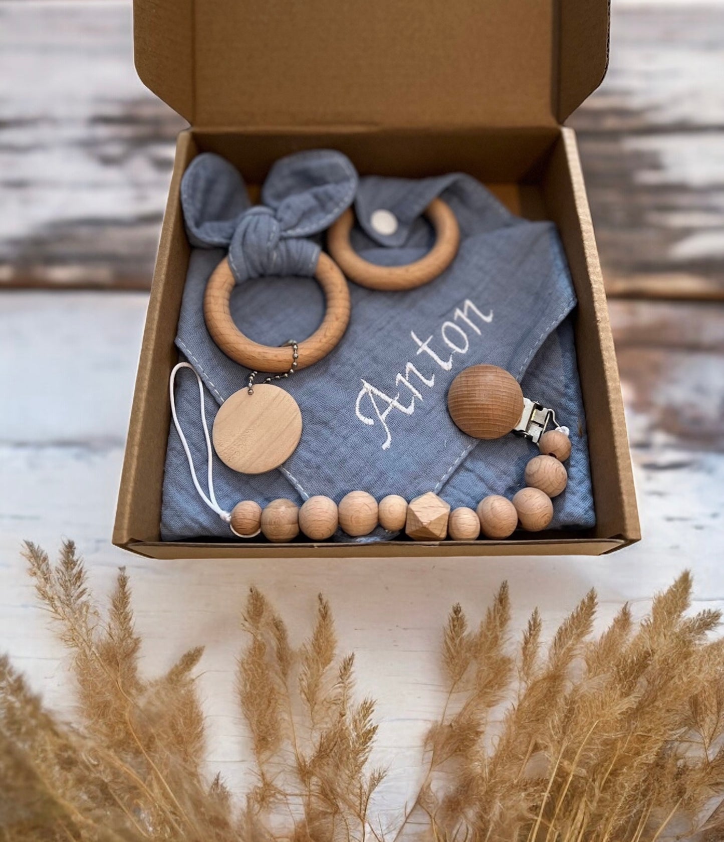 Newborn Set  mit Schnuckeltuch in grau - M- 3teilig