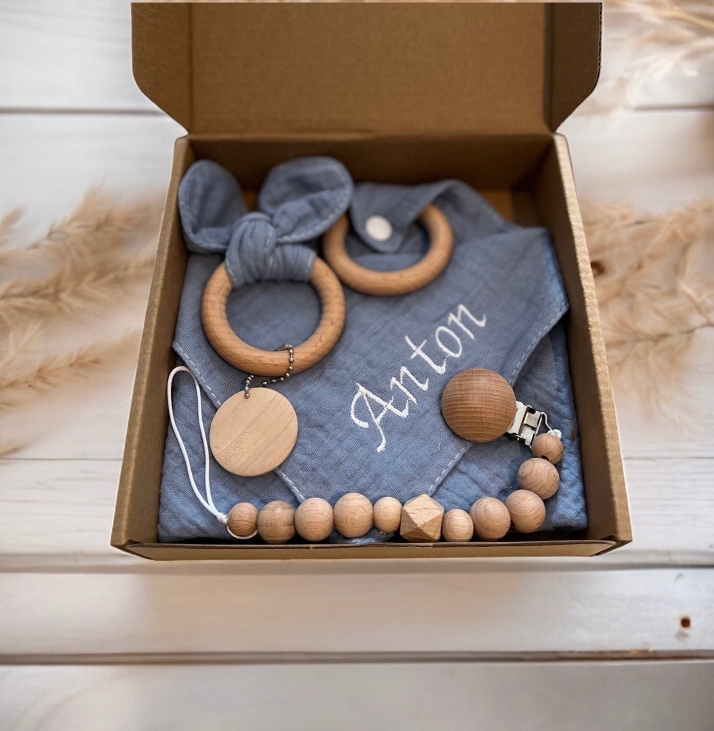 Newborn Set  mit Schnuckeltuch in grau - M- 3teilig