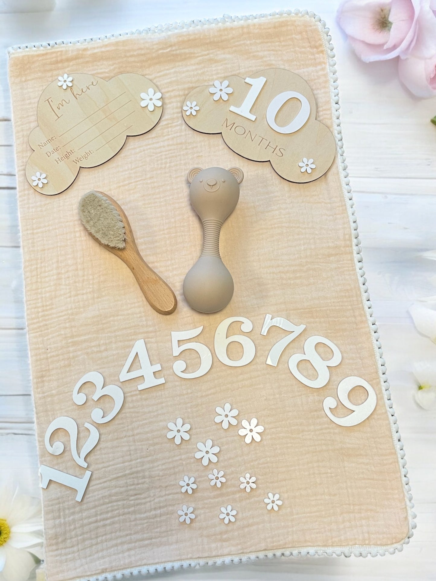 Newborn Set "kleine Wolke" mit Meilensteinen  - 32teilig