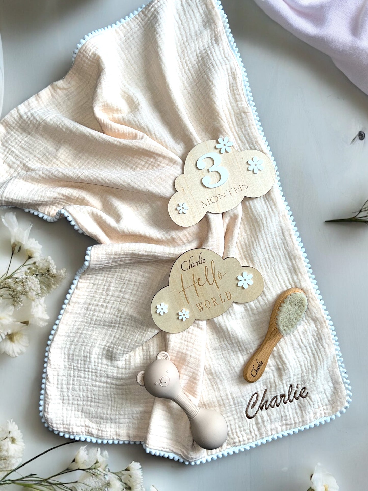Newborn Set "kleine Wolke" mit Meilensteinen  - 32teilig